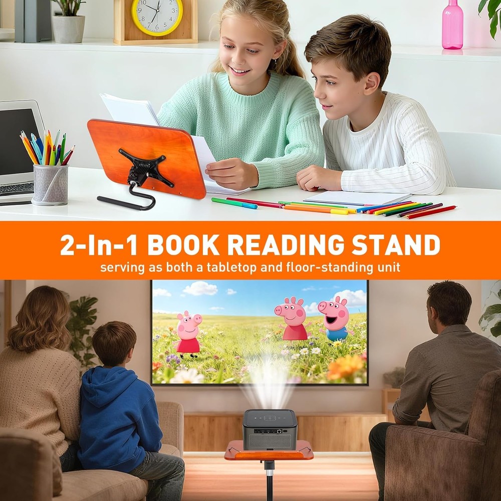 2-in-1 Floor Standing Book Stand, Foldable Book Holder for Reading with Page Cli