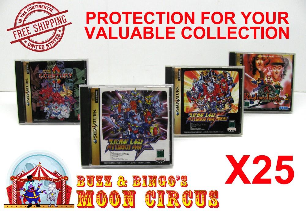 25x SEGA SATURN JAPAN OVERSIZED CD GAME CASE - CLEAR PROTECTIVE BOX PROTECTOR