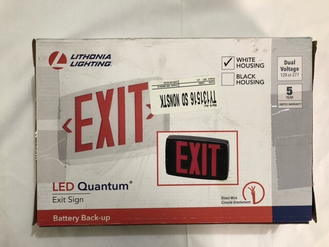 Lithonia Lighting Quantum Red LED Thermoplastic Exit Sign, White