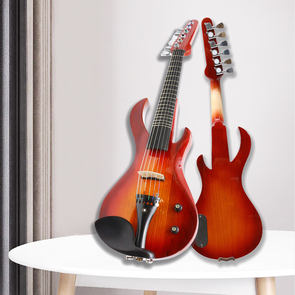 4/4 6-String Guitar-shaped Solid Wood Electric Violin: Ebony Fittings