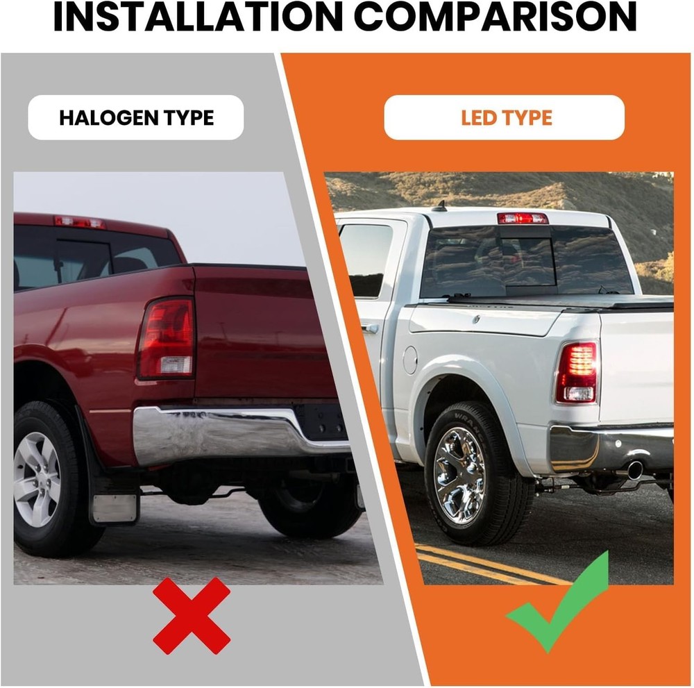 LED Tail Light Assembly Compatible With Dodge Ram 1500 2013-2018 Ram 2500/3500 2