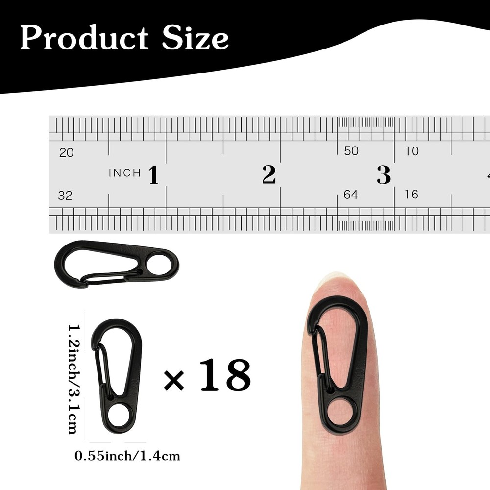 18PCS Mini Carabiner Clips Tiny Spring Snap Hook Keychains, Multi-Purpose All...