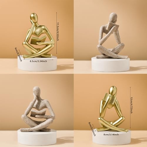 Style-A Beige, Creative Abstract Thinker Bookend for Home Reader-beige-a