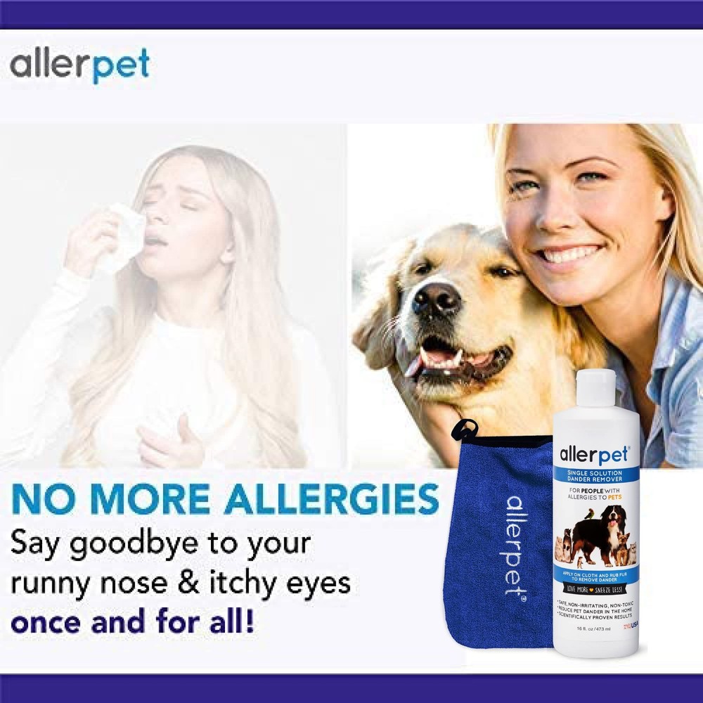 Allerpet Single Solution 16 fl oz Bottle Dander Remover for Pets - Relieves