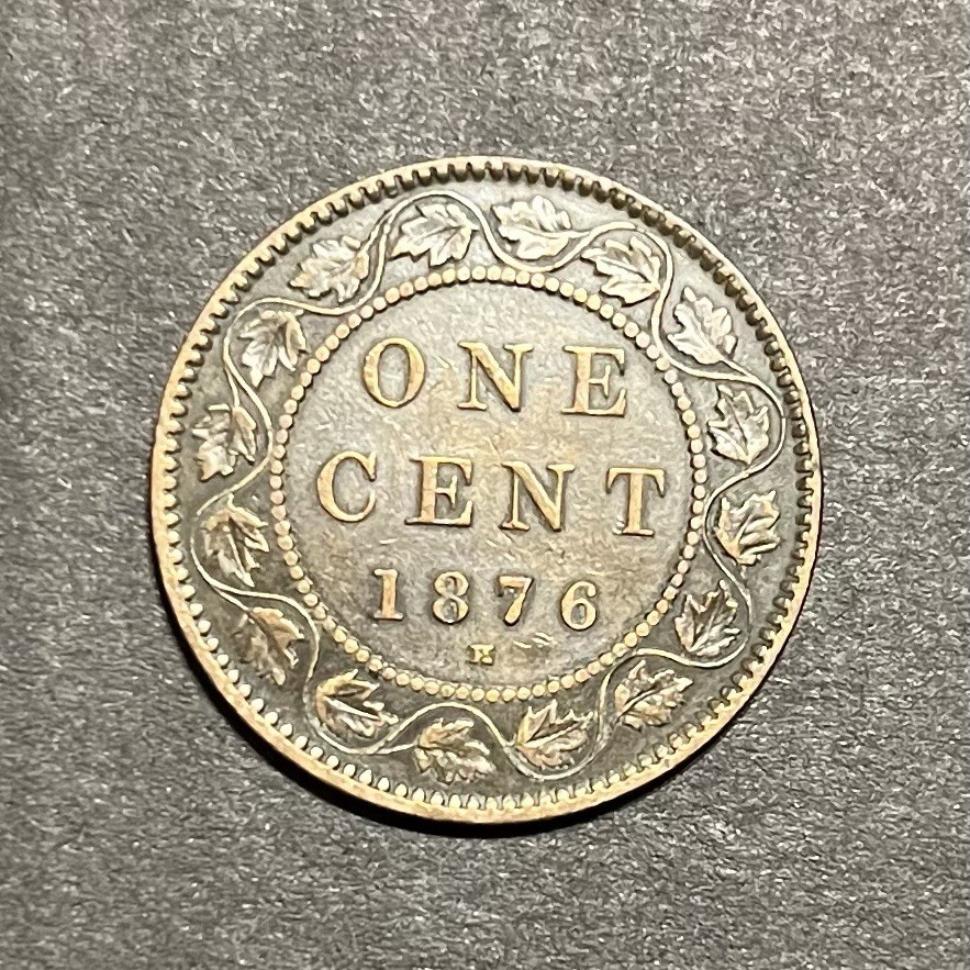 1876-H Canada One Cent Nice Original RD / BN Uncirculated Luster KM-7