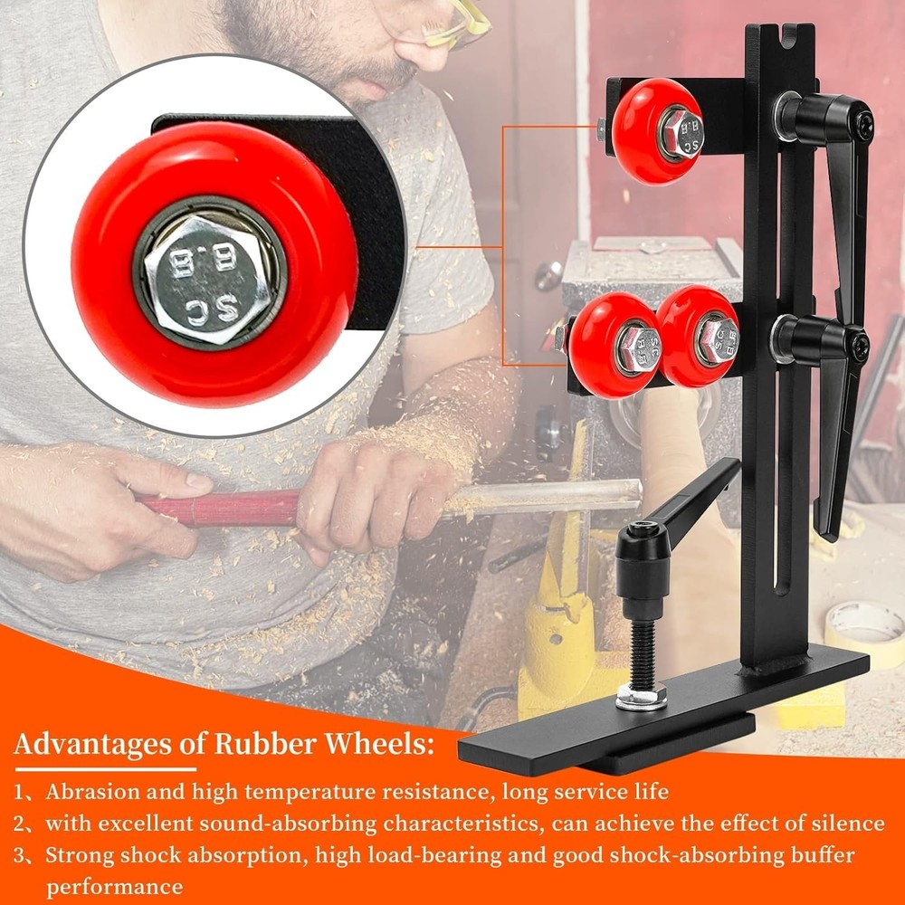 Stable Wood Lathe Steady Rest Tool for Enhanced Performance - Easy Adjustability