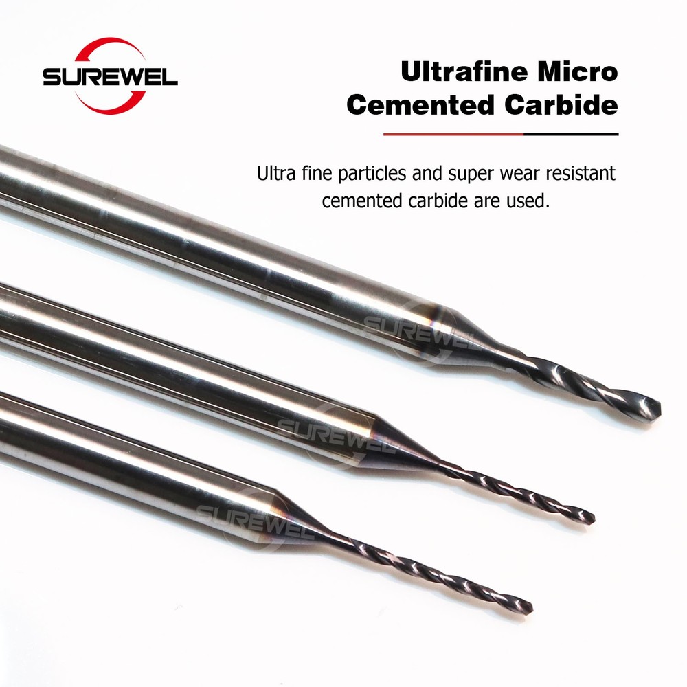 Micro Drill 0.1mm to 1.69mm Solid Carbide Min Bit CNC Machining Tool Precision