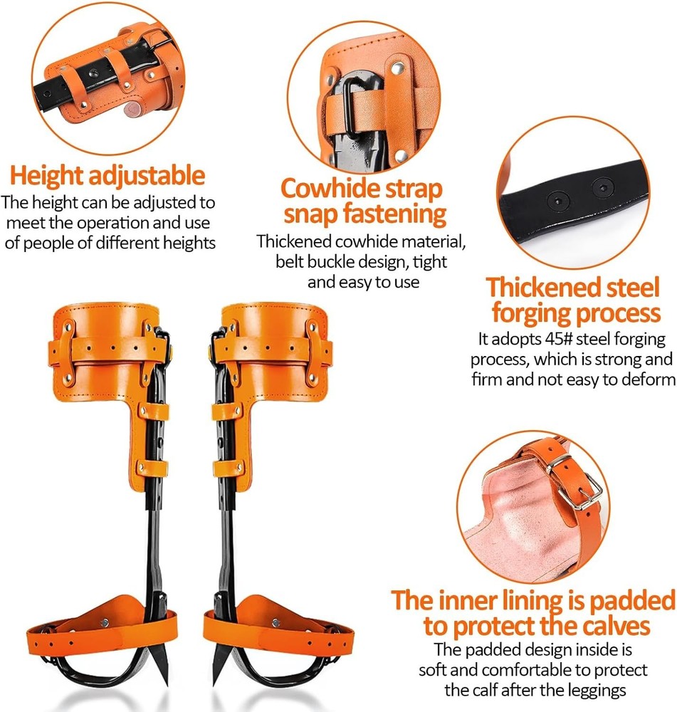 Tree Climbing Gear, Tree Climbing Spikes, Tree Climbing Gear with Adjustable