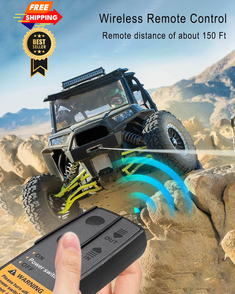 Pre-Wired Winch Control Box Kit, 500A Relay+Box+Receiver+Controller+Cables