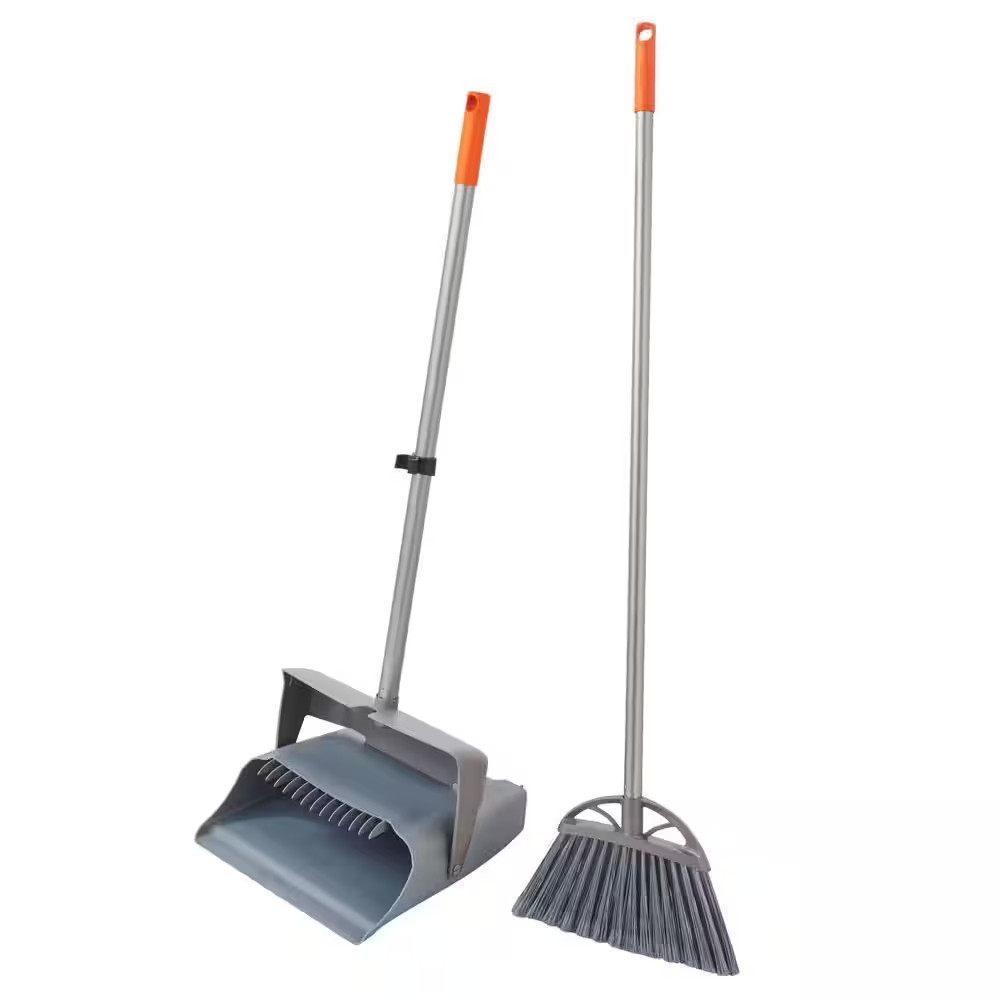 Long Handle Broom and Dust Pan Set - Easy Clean Up