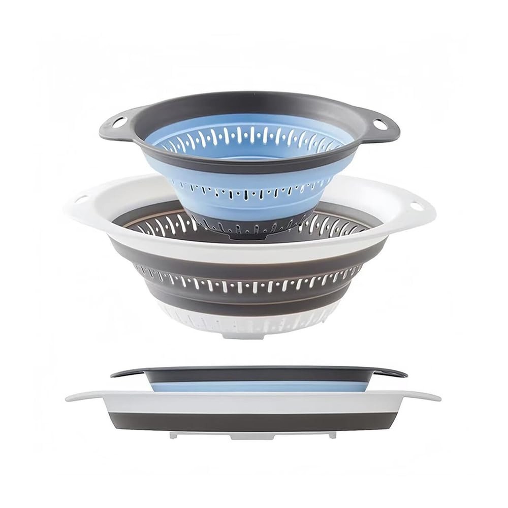 Collapsible Colander Set, Square Round Triangles Silicone Kitchen S... Fast Ship