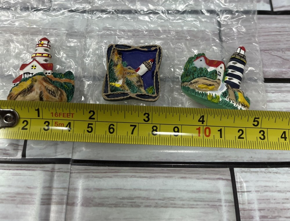 Multicolored Nautical Theme Lighthouse Button Covers Set Of 3