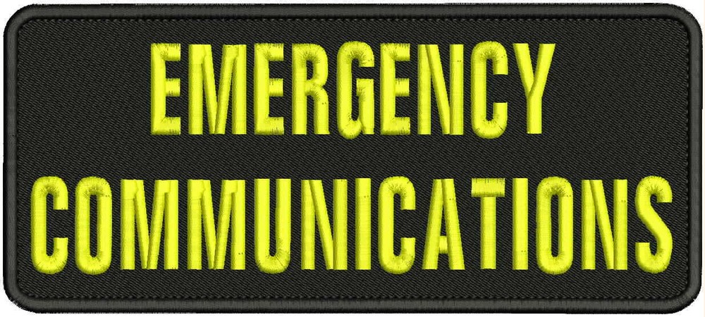 E COMMUNICATIONS EMB PATCH 4X10 HOOK ON BACK BLK/YELLOW