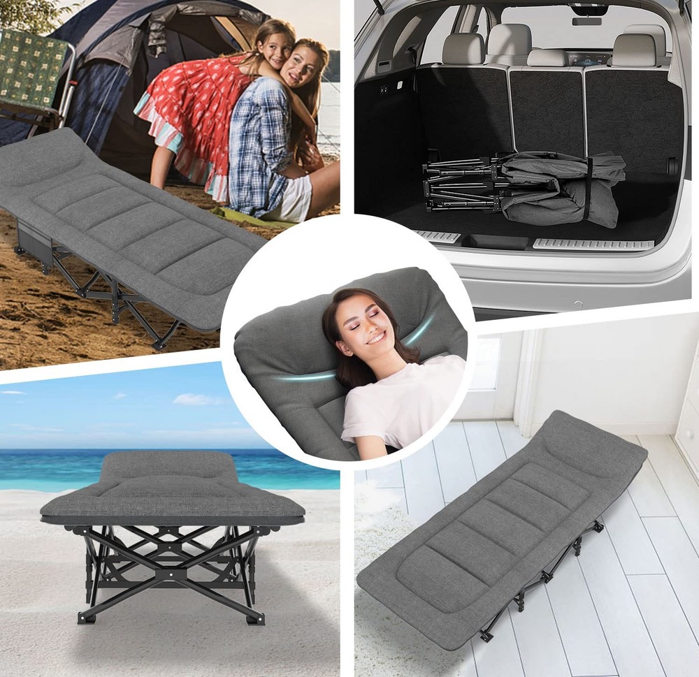 Folding Camping Cot with Mattress Pillow Carry Bag