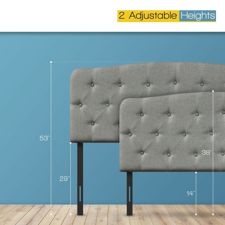 Full Size Button Tufted Headboard Upholstered Headboard With Adjustable Heights
