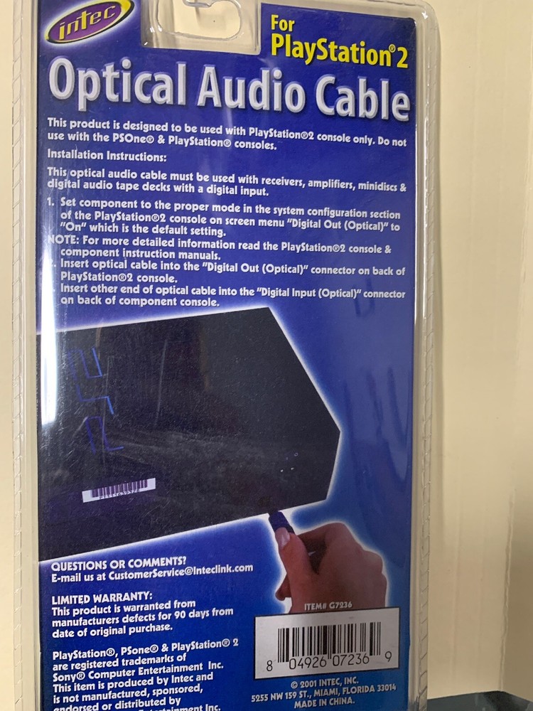 Optical Aufi Cable for PlayStation 2 Intec