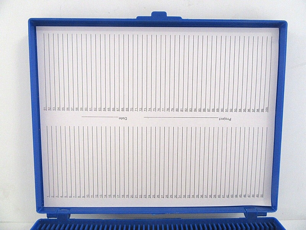 Blue 100 Slide Capacity Cork Lined Microscope Slide Storage Box