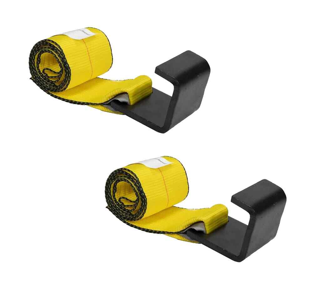 (2 Pack) 4" x 5' Roll off Container Winch Strap w/ Flat Hook