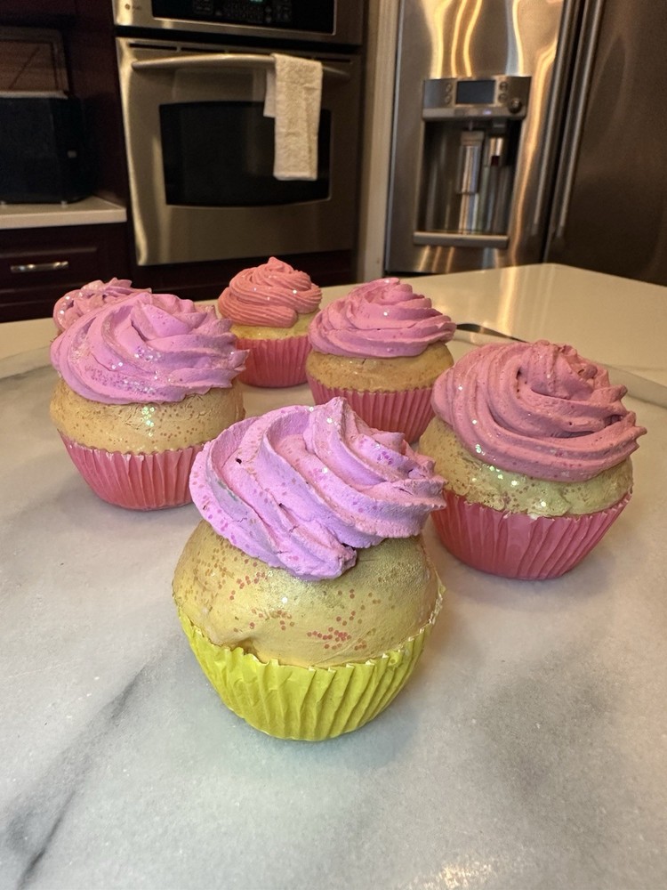 Long 6 Pink Artificial Desserts Simulation Realistic Cupcakes