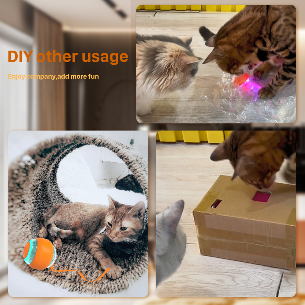 Interactive Cat Toy Balls w/ Ring Bell LED Ribbon Automatic Smart Bouncing Balls