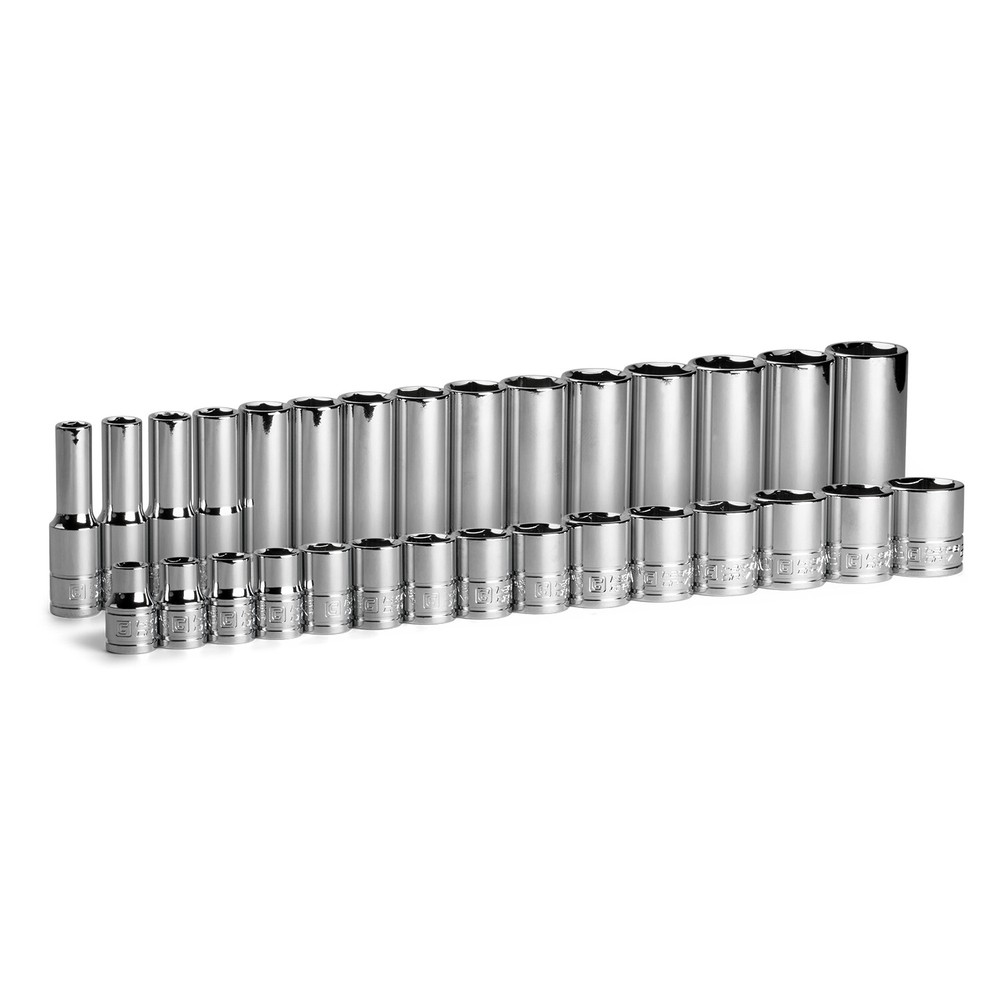Capri Tools 3/8 in. Drive Shallow and Deep 6-Point Socket Set, Metric, 30-Piece