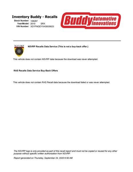 Dash Panel Fits 10-12 SRX 10209448