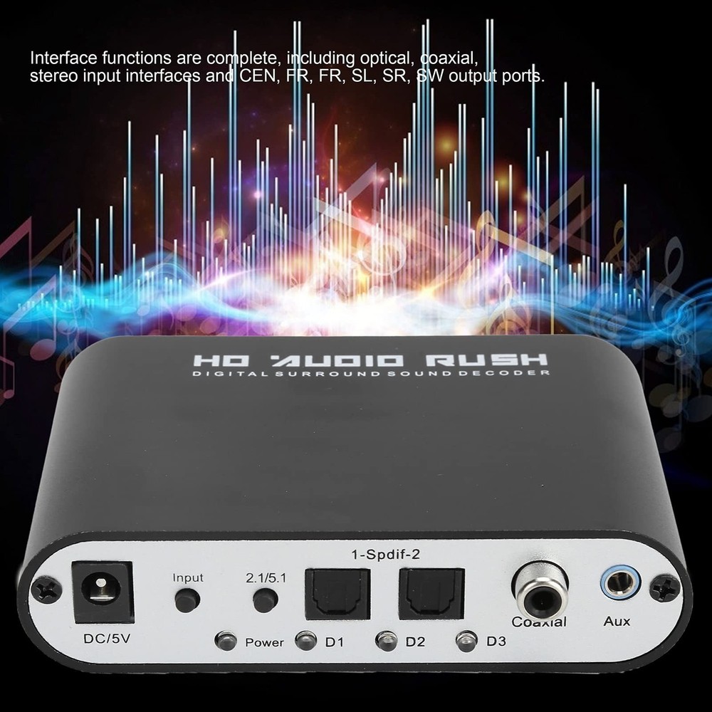 Audio Decoder 5.1CH DTS Converter Digital Audio Converter Digital Optical Coa...