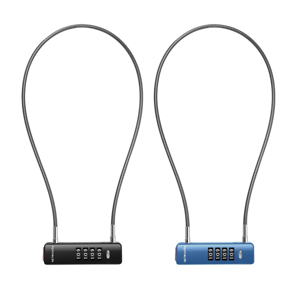 UP Security Combination Lock Outdoor, 2 ft (60 cm) Cable, Black+Blue, 2-Pack