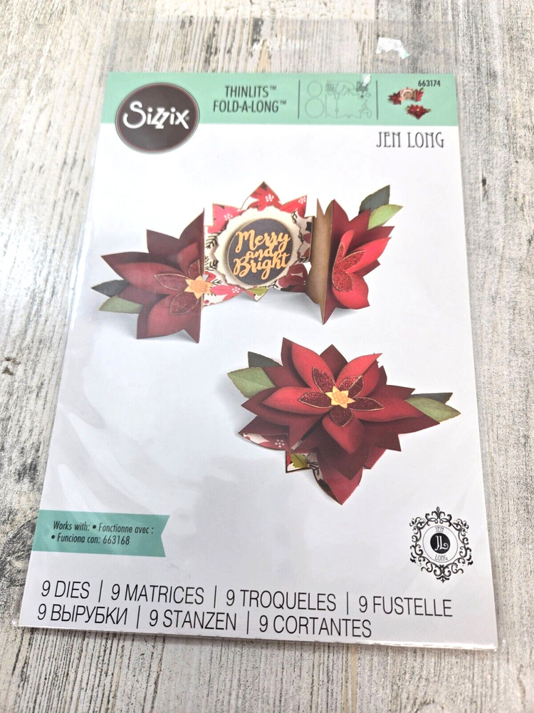 Sizzix Die Cut Poinsettia Fold A Long Card 663174 Jen Long Thinlits