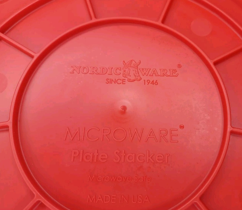 Nordic Ware Microwave Plate Stacker Two Plates At Once Red Plastic