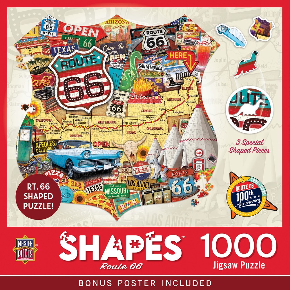MasterPieces - Route 66 1000 Piece Shaped Jigsaw Puzzle