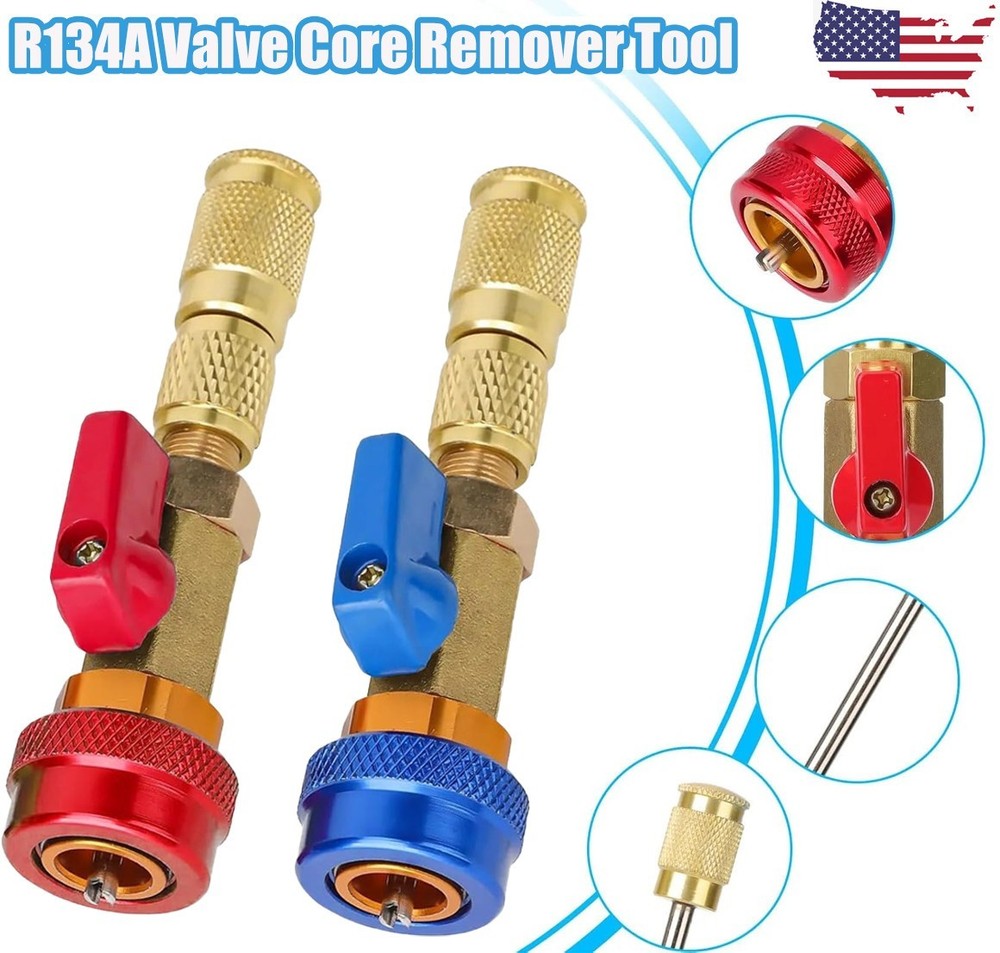 HVAC AC R134A R12 Valve Core High & Low Pressure Quick Remover Install Tool Set