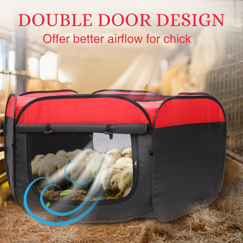 Brooder Box for Chicks - Chicken Brooder Kit with Dual Doors Design Pop-Up Playp