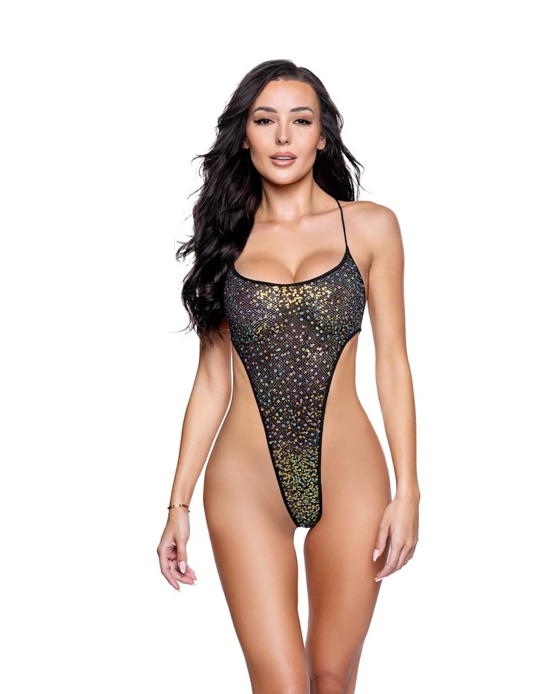 Roma Sequin Net String-Back Bodysuit Dancewear One Size