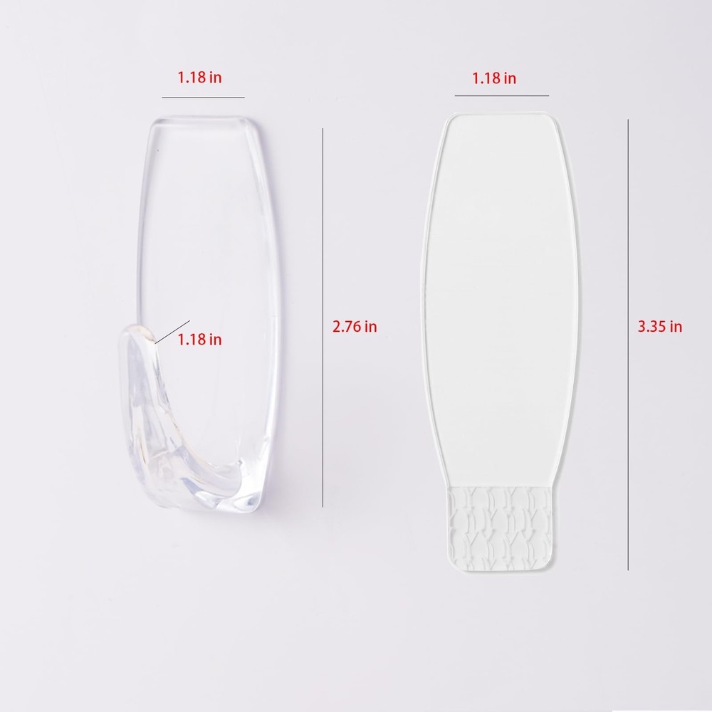 Large Clear Hooks,12-Hooks,16-Strips,Clear Wall Hook with Removable Strips,Or...