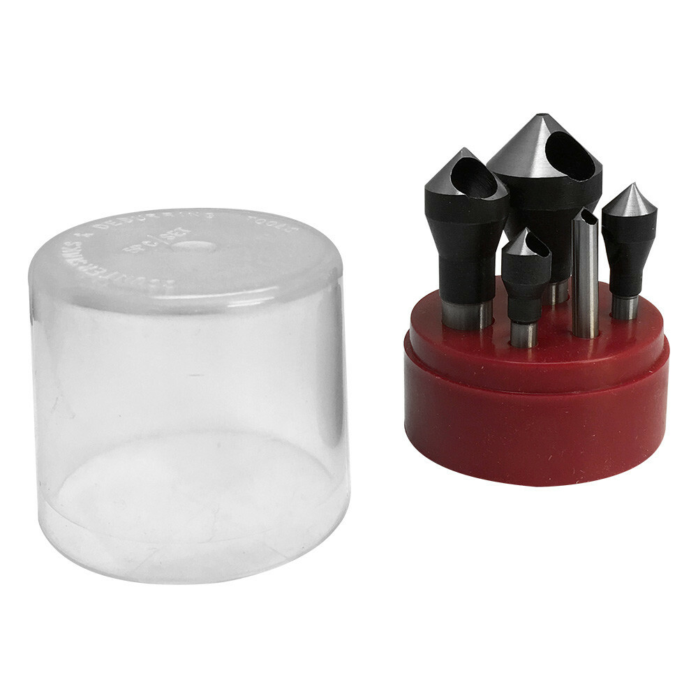 1 Set of 90 Degrees 5 Pcs Straight Shank HSS Zero Flute Countersinks Deburring