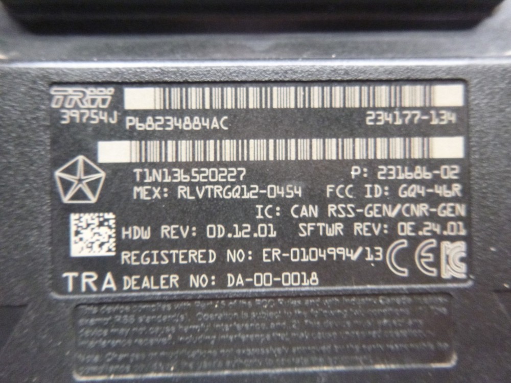 2015 Ram 1500 68234884ac Keyless Entry Receiver