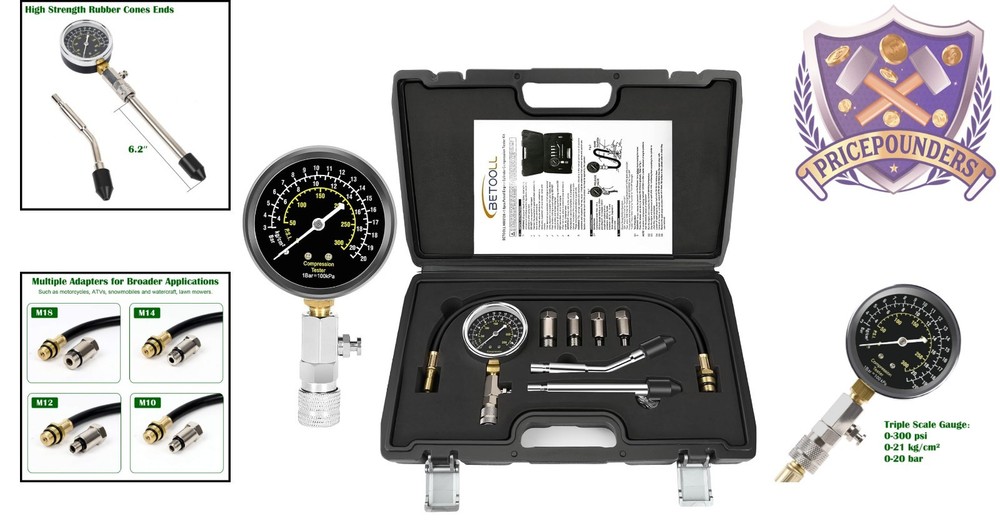8pcs Petrol Engine Compression Tester Kit Automotive Gauge Engine Diagnostic ...