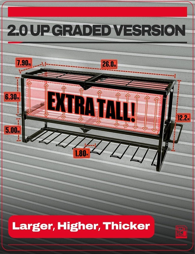 Power Tool Organizer Garage Organization with 7 Drill Holders Storage Wall Mount