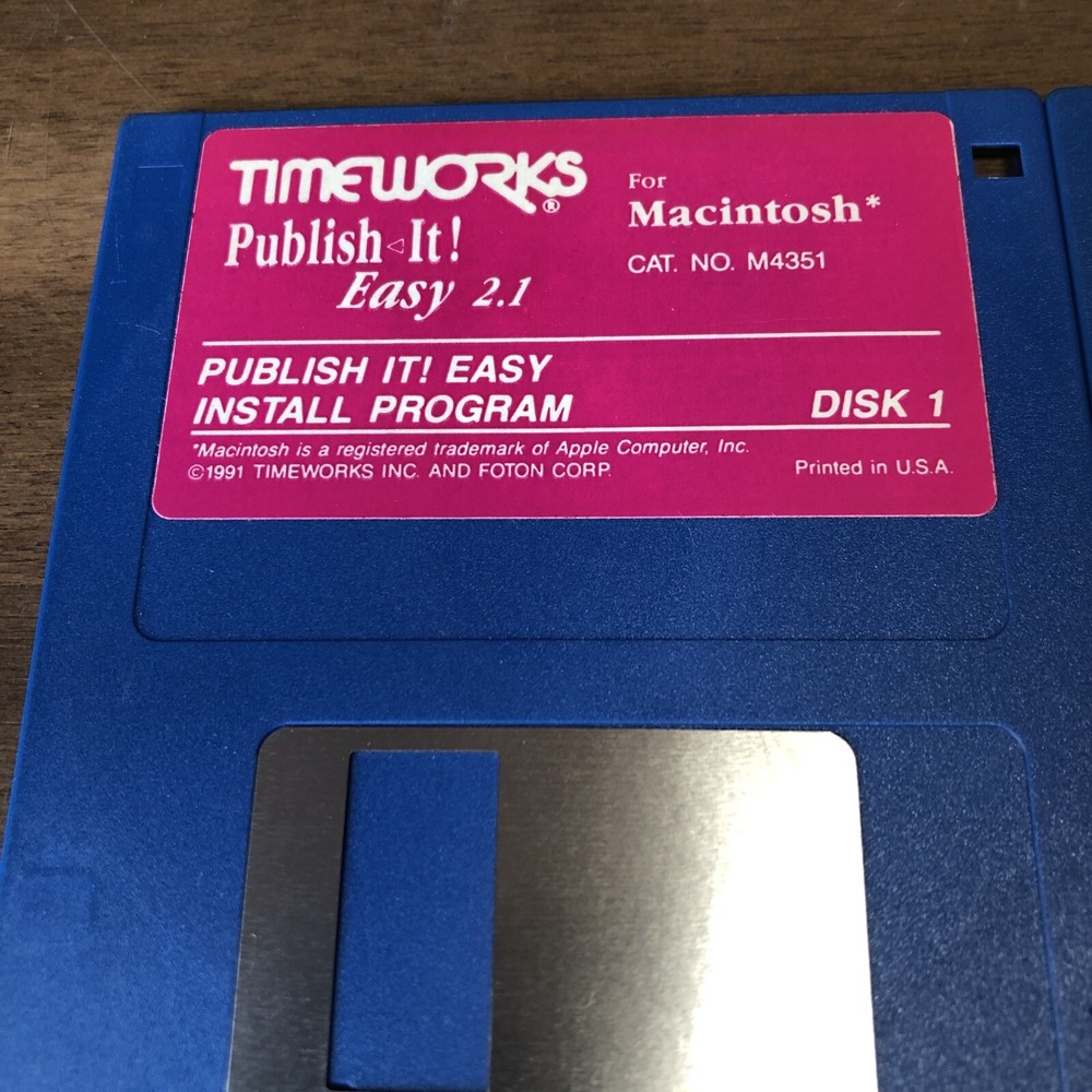 Vintage 1991 Timeworks Publish It! Easy Version 2.1 Macintosh