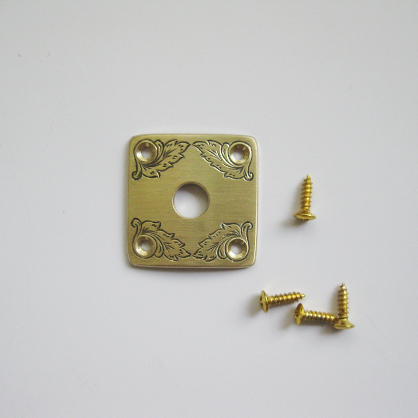 Classical leaf pattern handmade brass jack plate fits Gibson ESP LP guitars