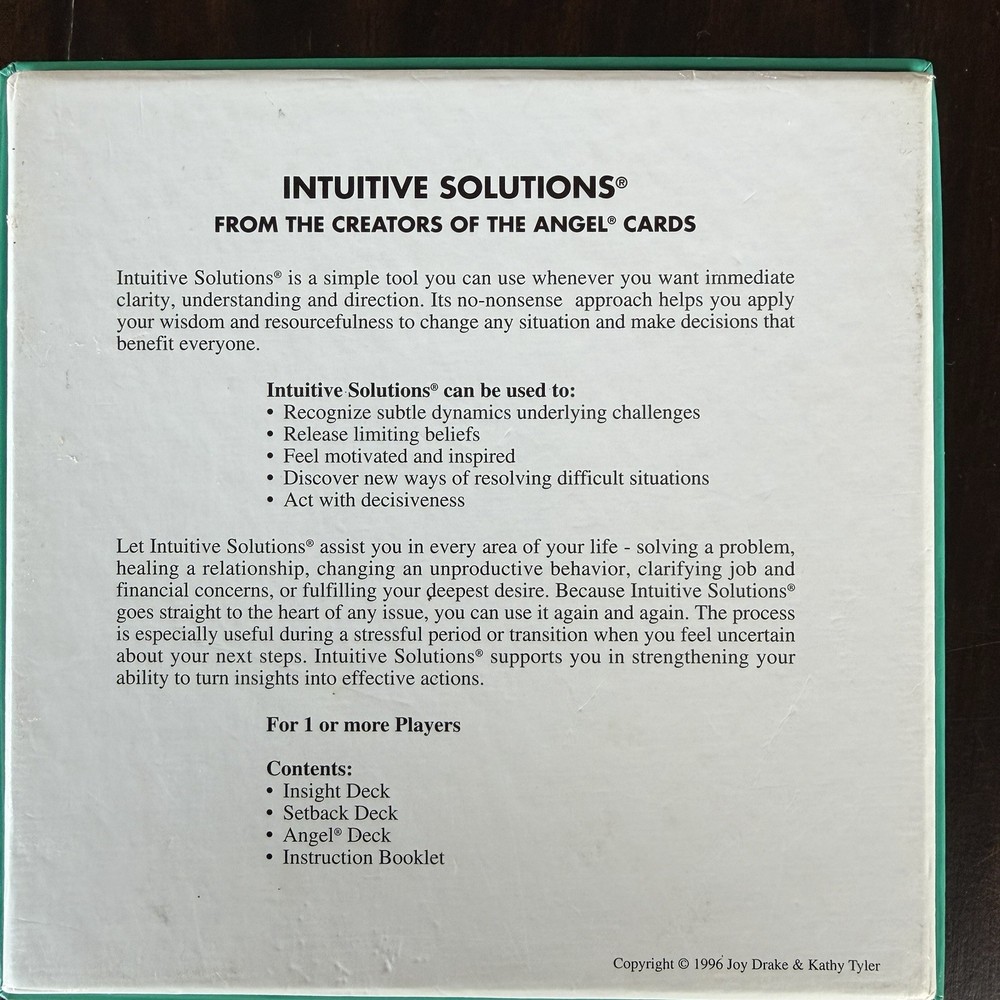 Intuitive Solutions Card Guidebook Insight Angel Setback Deck Inspired Action