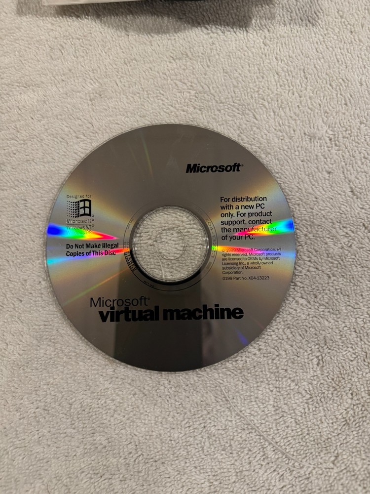 Microsoft Virtual Machine - 1999 CD ONLY - SERIAL # NOT INCLUDED!!!
