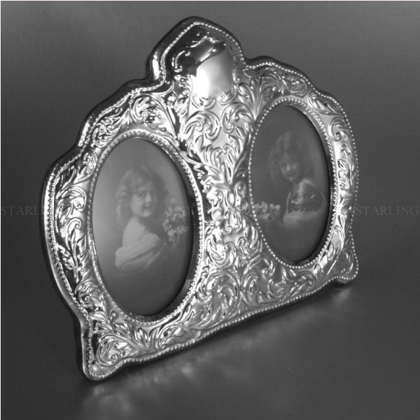 Victorian Photo Frame Massive 925 Sterling Silver Mahogany Back -V3