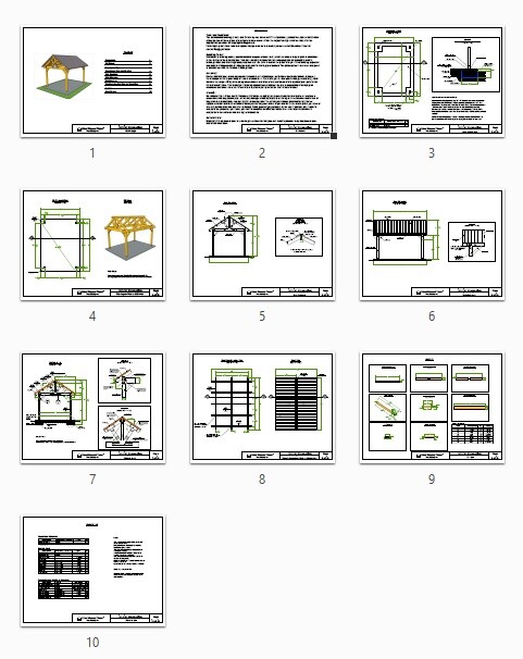 12'x16' Wood Gazebo plans, Post Gable Complete Pavilion DIY drawings