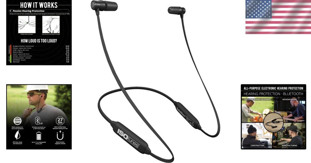 Work Earbuds: XTRA 2.0, Bluetooth, 27dB NRR Sound Isolation, Waterproof
