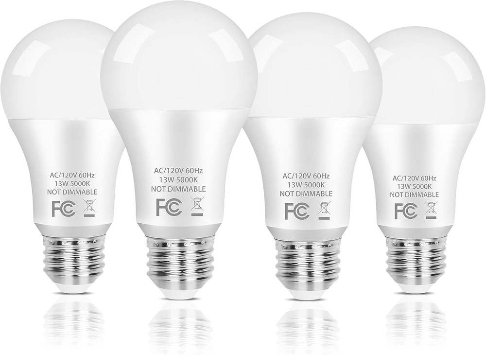 PARTPHONER A19 LED Light Bulb, 100 Watt Equivalent LED Bulbs, 13W Daylight White