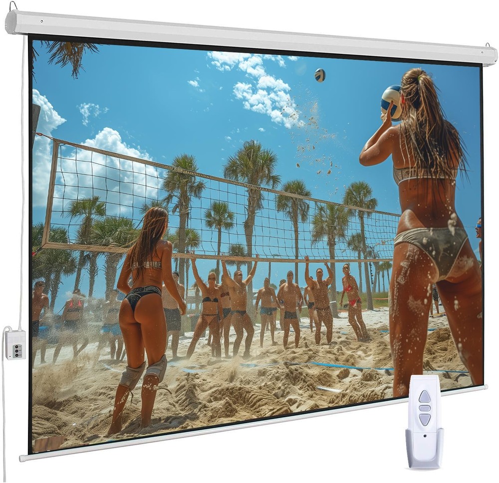 100" Motorized Projector Screen, Electric 4:3 Projector Screen with Remote Co...
