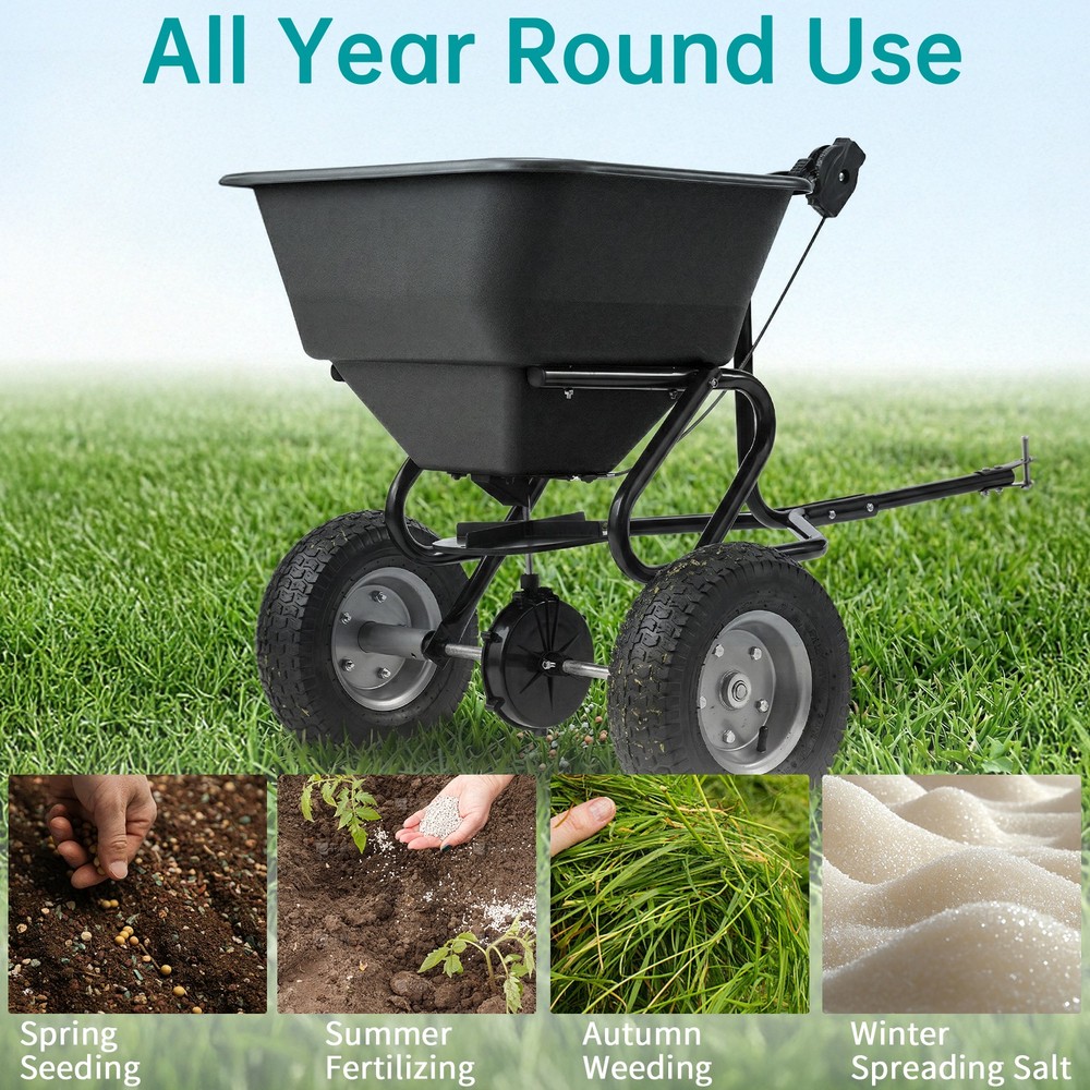 Broadcast Spreader,with 10 Adjustable Setting, Lawn Spreaders for Seed 110 Lbs