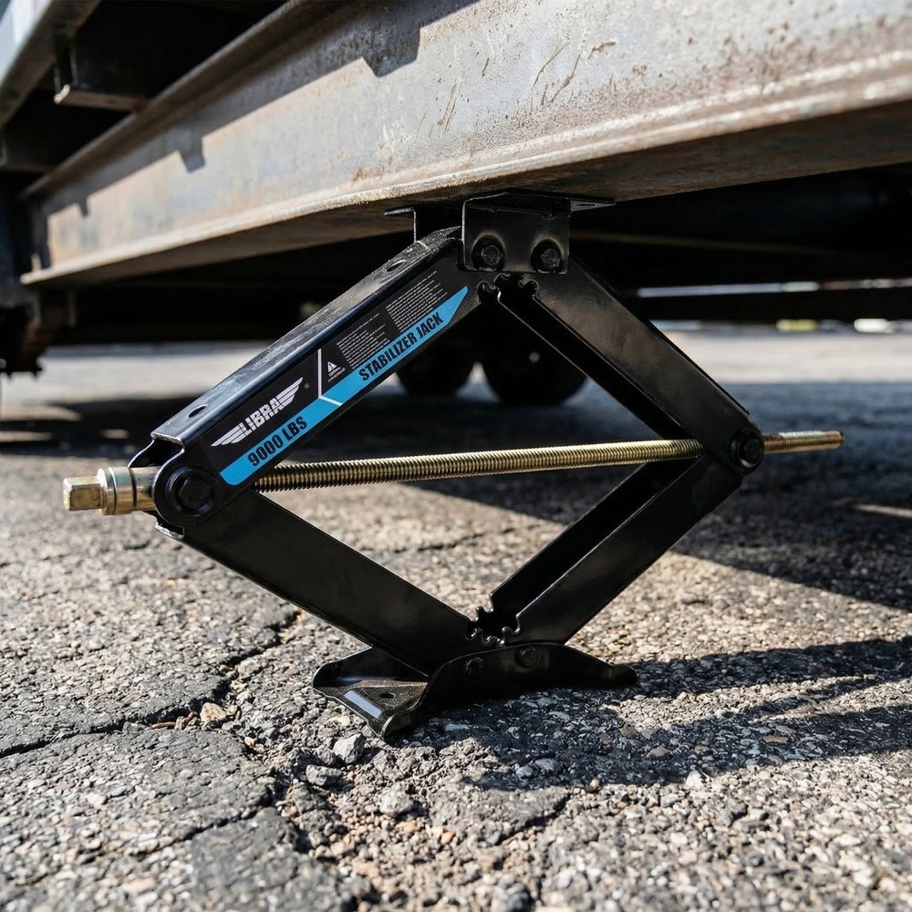 Set 4 HD 9000lb RV Stabilizer Leveling Scissor Jacks w/socket & install Kit 24"